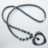 Black Hematite Stone Heart Shape Pendant Strands Necklace